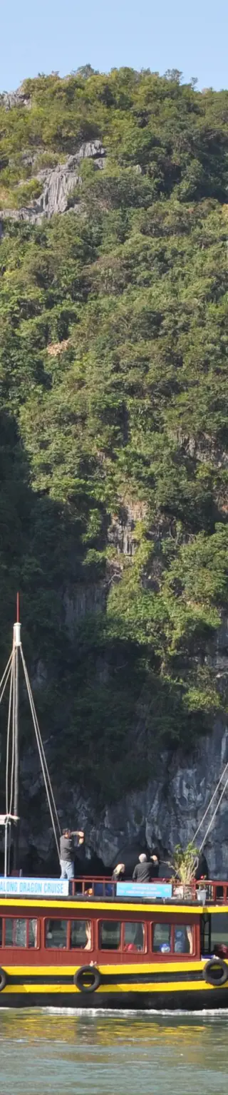 Auf einer Dschunke durch die Halong-Bucht fahren